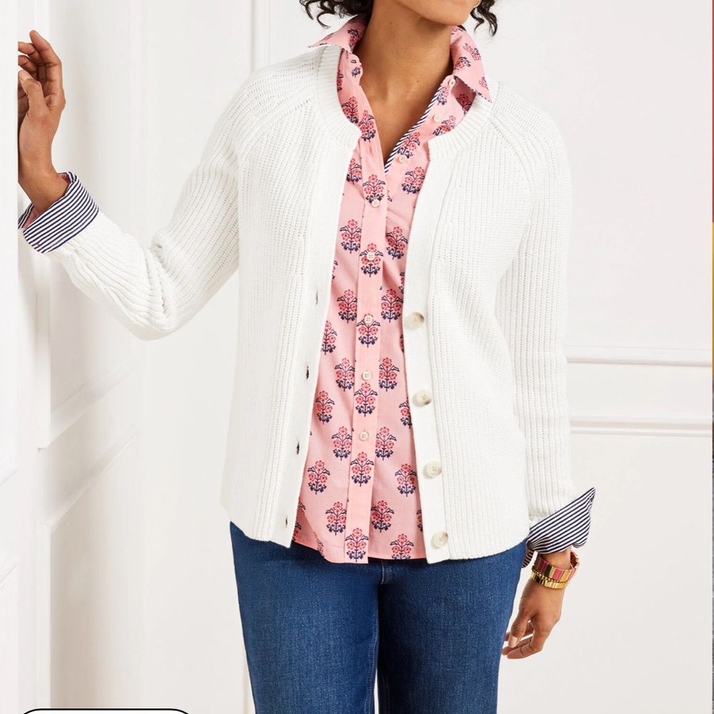 Talbots ‎ 🆕 SHAKER STITCH V-NECK CARDIGAN